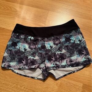 MPG Women's Athletic Shorts - Black and Blue Pattern